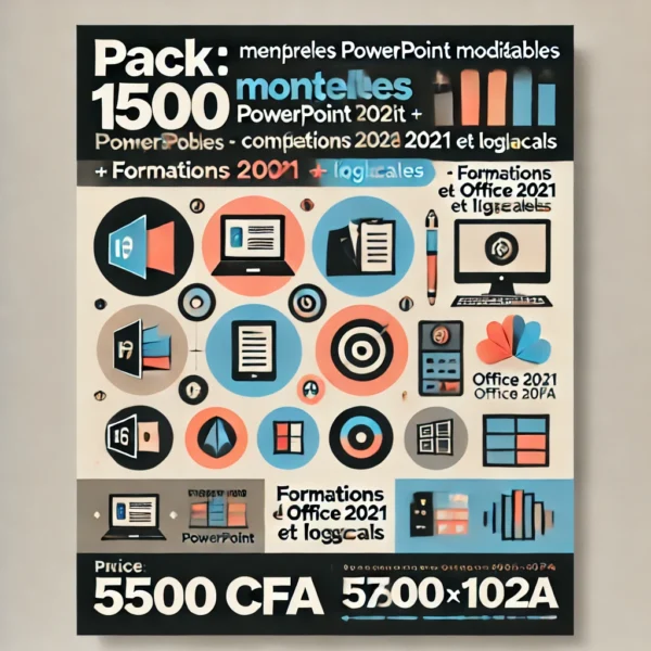 Pack : 1500 Modèles PowerPoint Modifiables + Formations Complètes Office 2021 et Logiciels