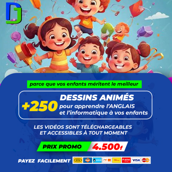 250 Dessins Animés pour apprendre l’anglais et l’informatique aux ENFANTS